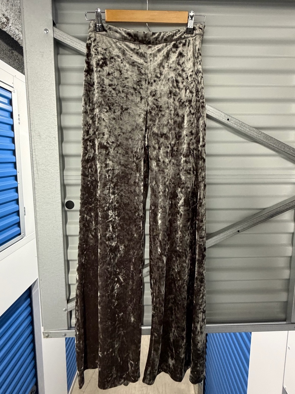 Zara Purple Grey Crushed Velvet Wide Leg Pants